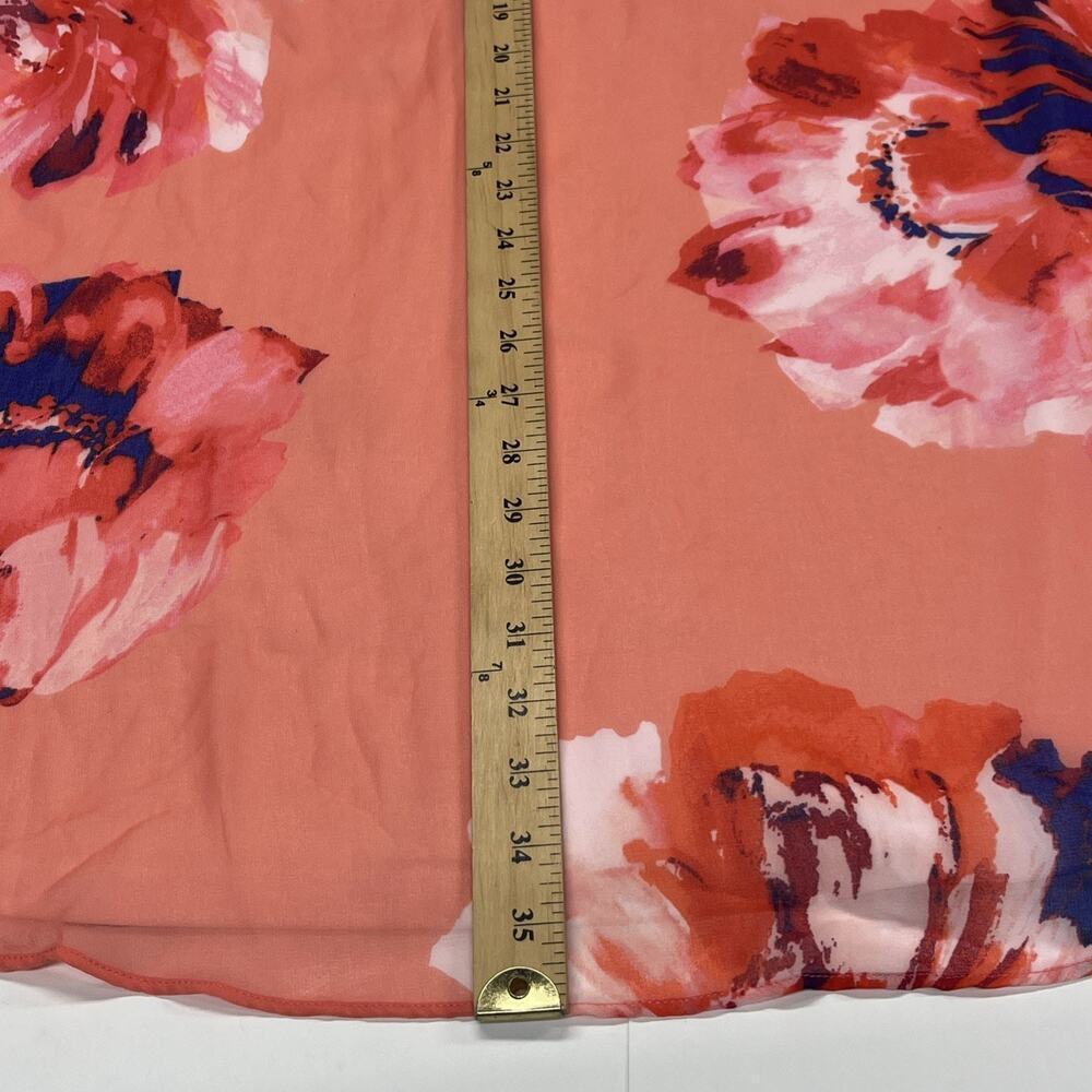 Calvin Klein Womens Floral A-Line Maxi Dress Sz 12 Coral Orange Shower Wedding - Picture 14 of 15